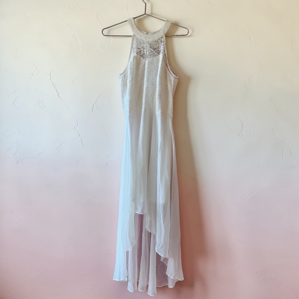 Wedtrend High Low Dress Womens Size Medium White Lace Chiffon Wedding Guest